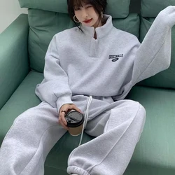 Streetwear Fashion Letter Print Two Piece Sets Women Tracksuit Oversized 2023 Trousers Suit Female Sweatshirt Sportswear Set