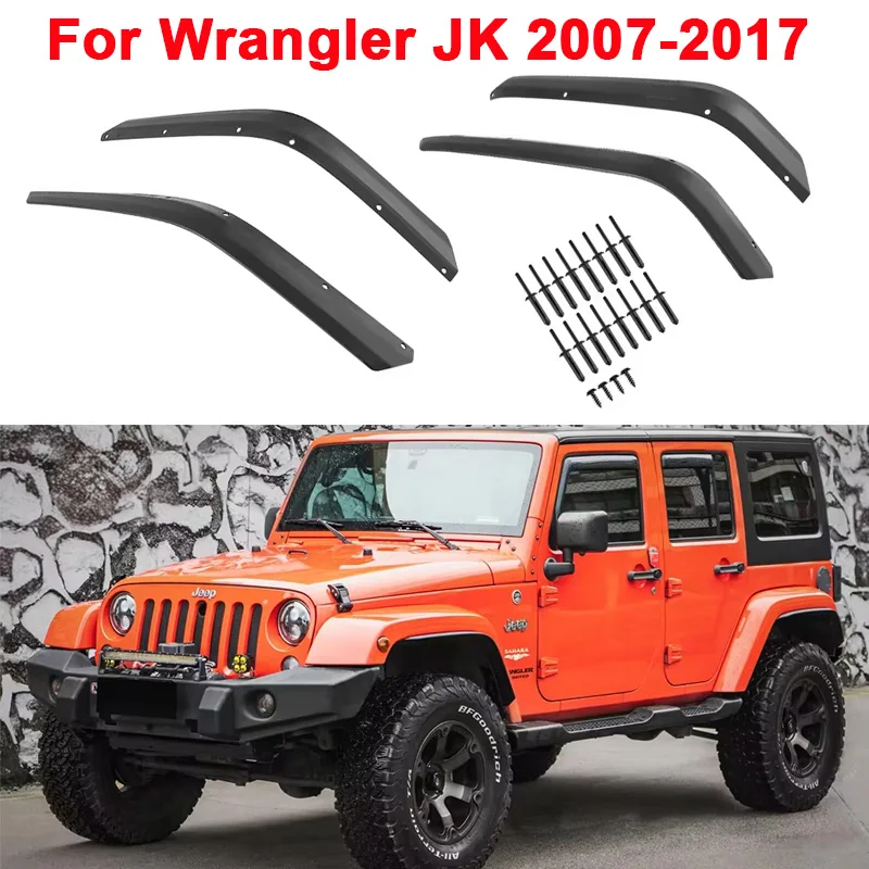 

4Pcs/set Modified Front Rear Flares Extension Eyebrow Widened Fender Mudguards Fit for Wrangler JK 2007-2017