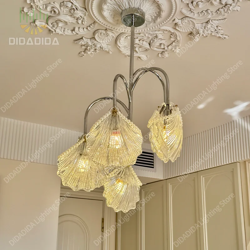 2026 New Electroplated Seashell Pendant Lamp with Wall Light, Clear Glass, Nordic Style, for Hotel, Bar and Bedroom Ceilings