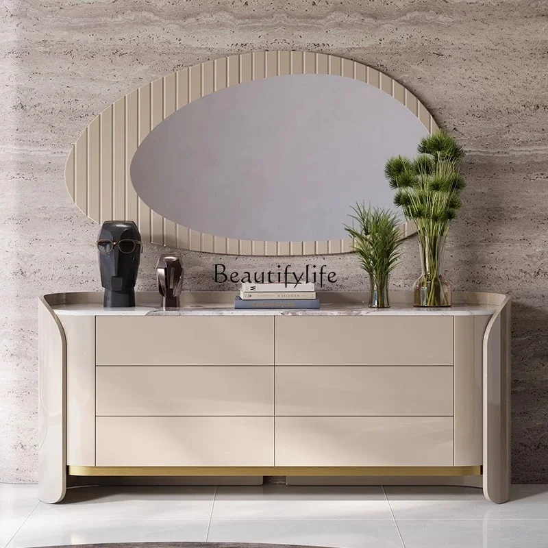 

pg46Premium light luxury paint marble dining side cabinet bedroom bedside drawer storage side cabinet