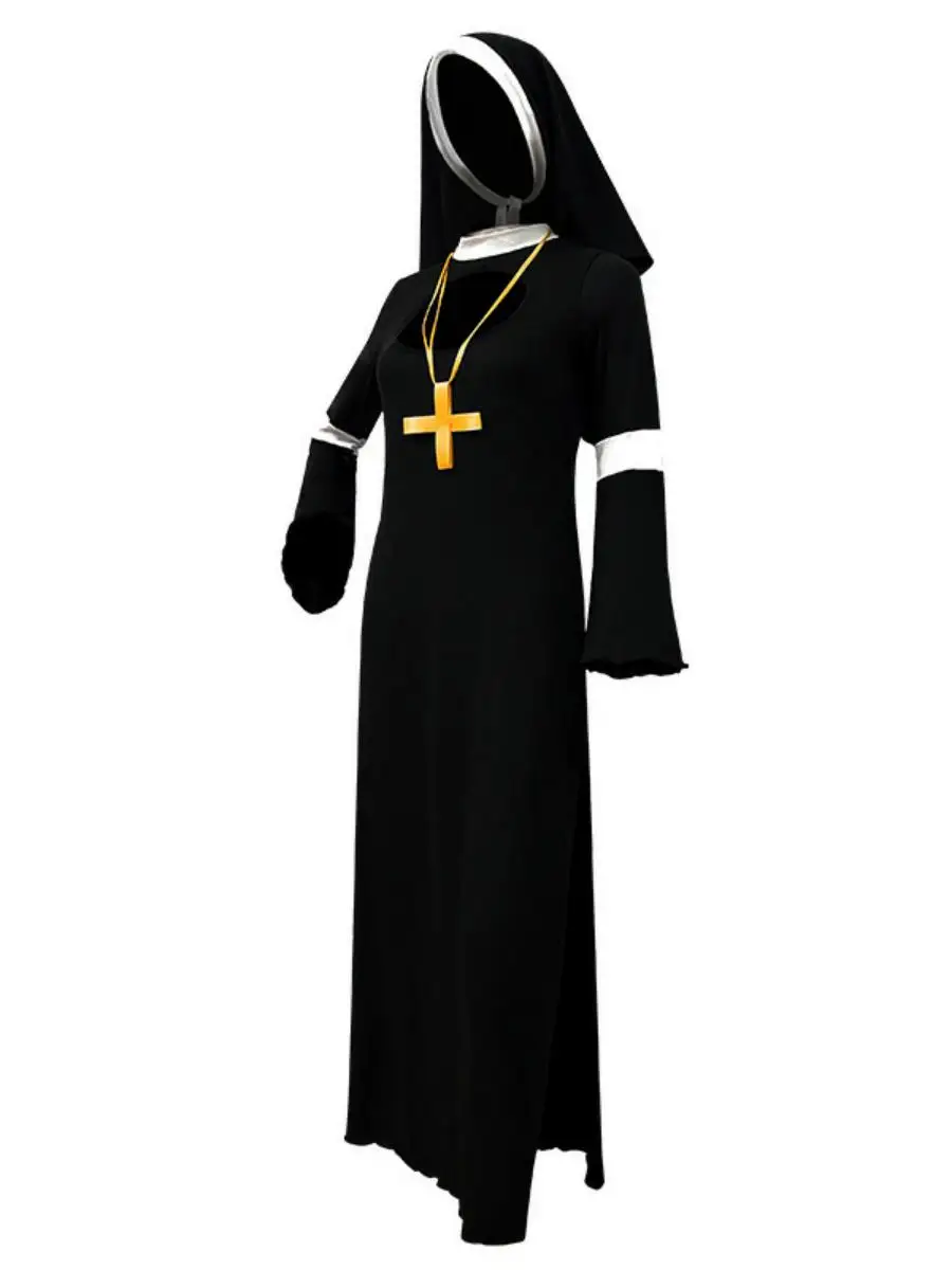 Nouveauté loween Par scène Performance nonne Cosplay Costume Role-plang tenue ensemble coton traditionnel chinois ethnique W...