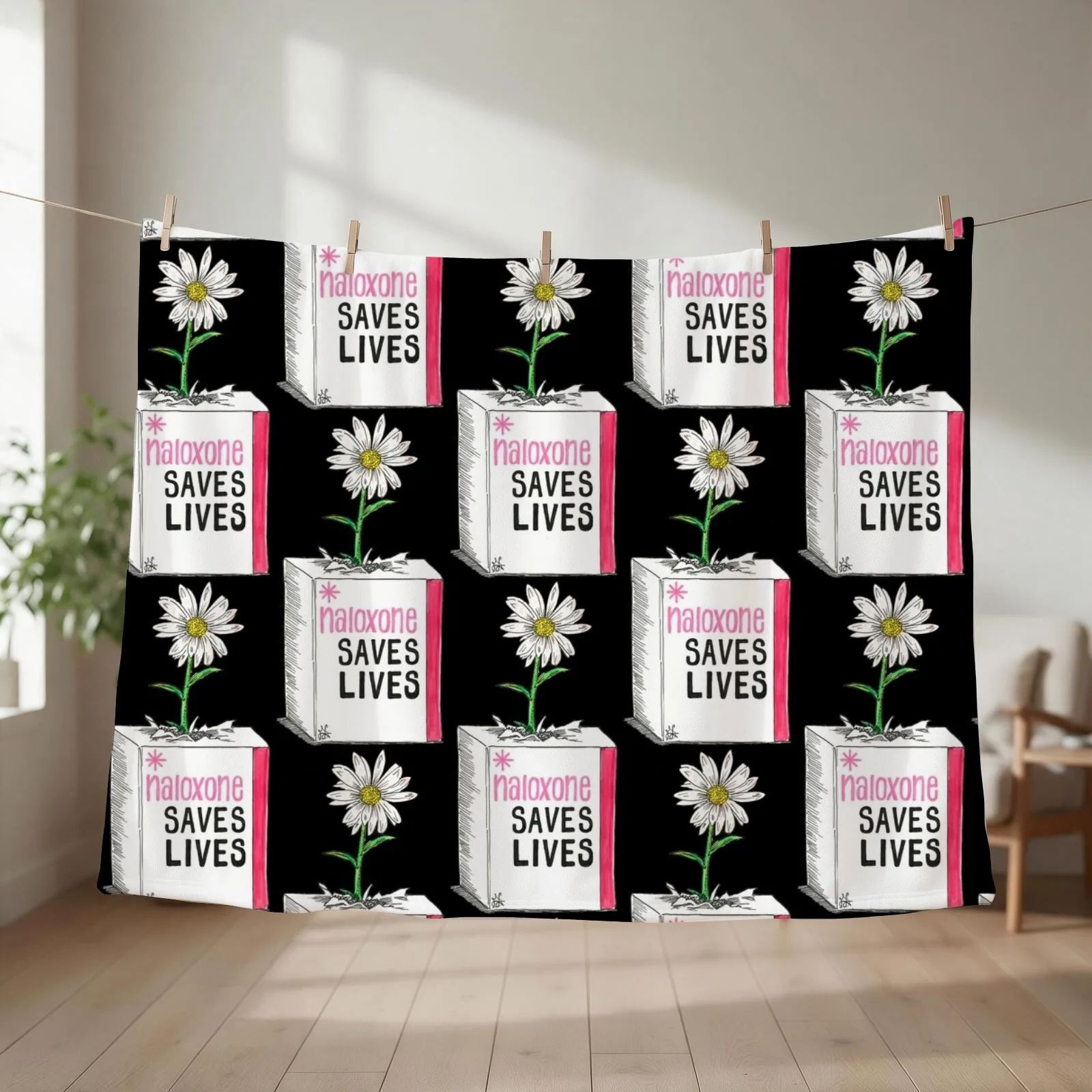Narcan/Naloxone Box - Overdose Awareness Throw Blanket couch cozy soft plush fuzzy picnic outdoor blanket