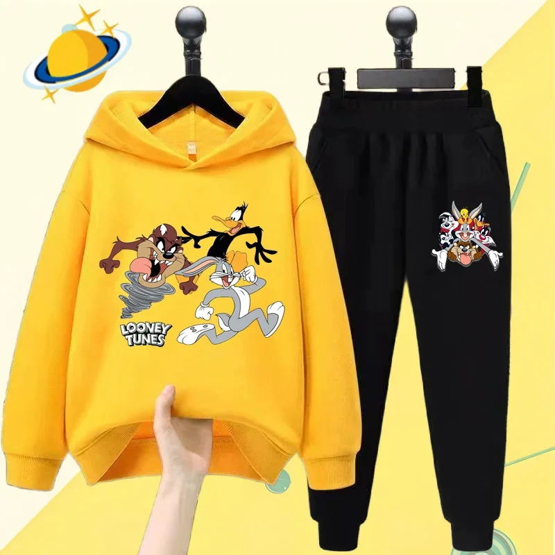 Bugs Bunny cartoon children\'s hoodie set cartoon printed autumn and winter long sleeve sweatshirt boy girl Kawaii birthday gift