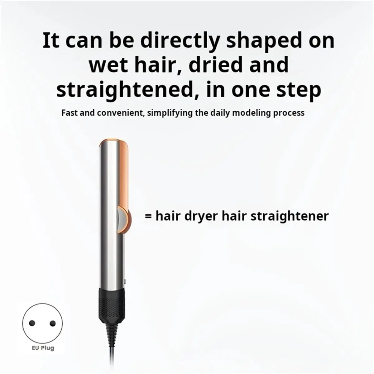 (A75U) Secador de Cabelo e Prancha HT01, Secador 2 em 1, Uso Úmido e Seco, Sem Danos ao Cabelo, Plugue EU
