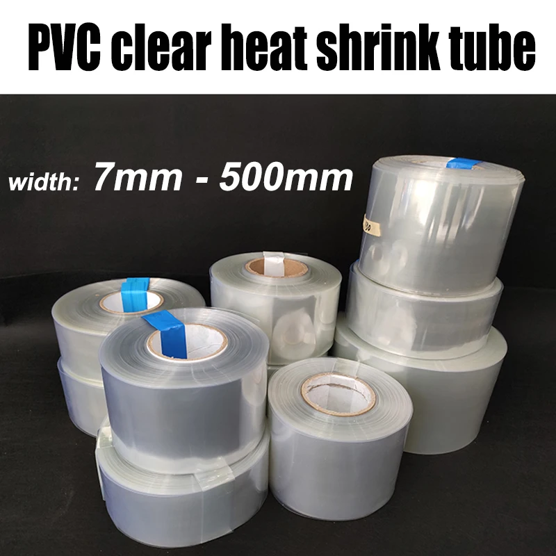 

1Meter Width 7-500mm Transparent Clear 18650Lipo Battery PVC Heat Shrink Tube Pack Insulated Film Wrap lithium Case Cable Sleeve