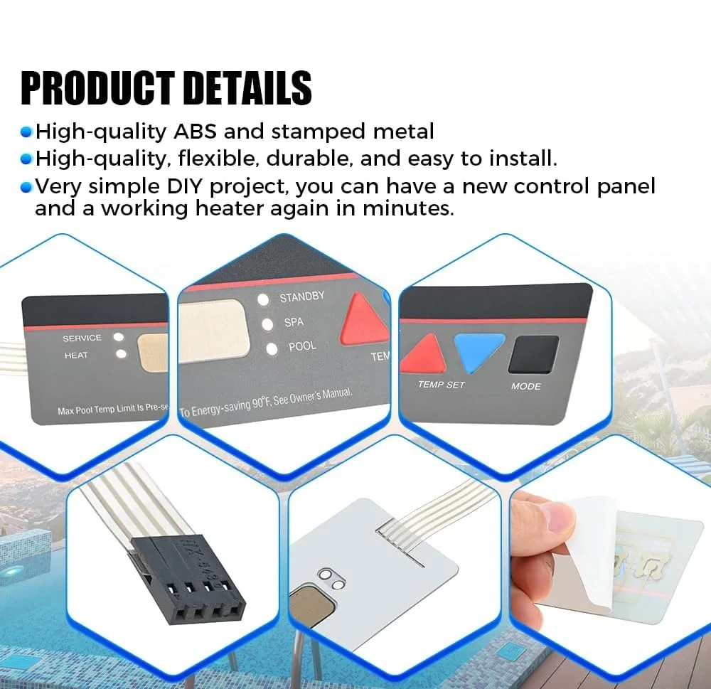 FDXLBKP1930 Keypad Kit Replacement for H-Series Low NOx Pool Spa/Hot Tub Heater Pool Heater Control Panel Compatible Replacement