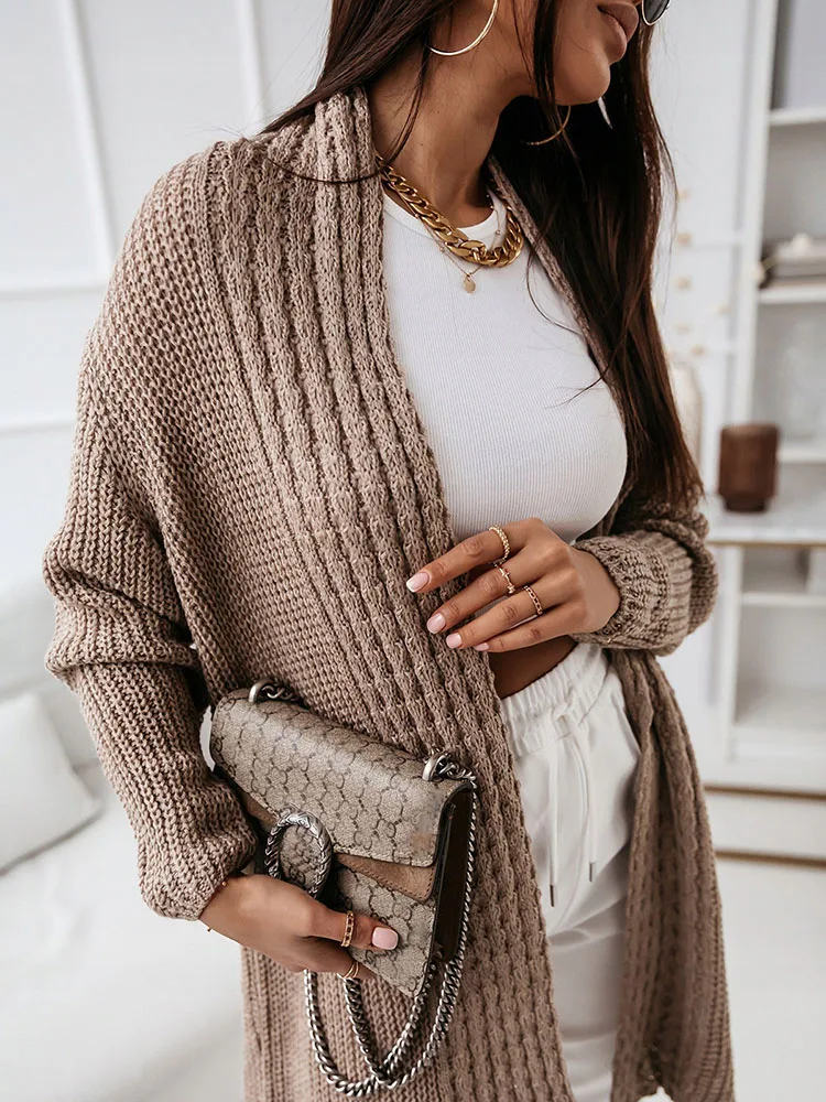 Cardigans Women 2022 Loungewear Spring Autumn V-Neck Full Sleeve Loose Ladies Long Sweater Solid Holiday Streetwear Dropshipping