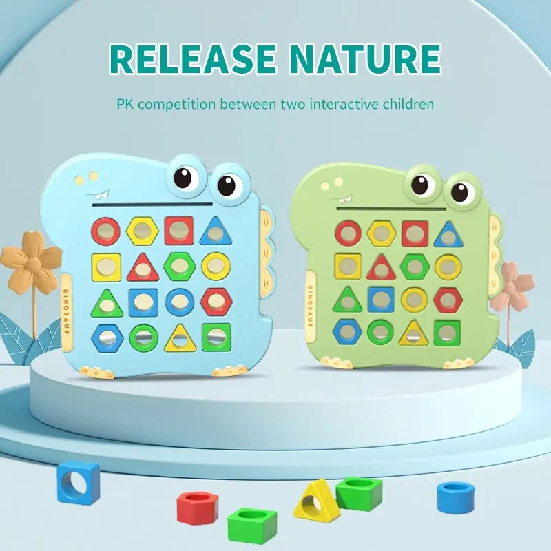 لعبة تعليمية متطابقة على شكل ديناصور - قطعة واحدة، لعبة هندسية معرفية مكونة من لاعبين للأطفال الصغار، مهارات التفكير