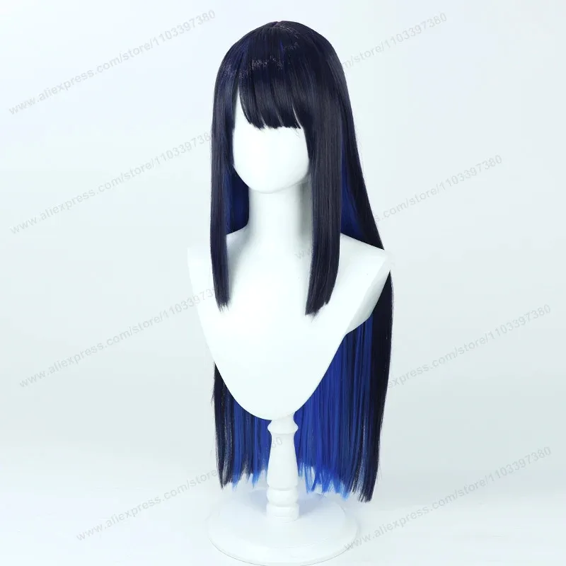 Jomae Saori Cosplay 75cm Black Mixed Blue Long Synthetic Women Wig Heat Resistant Hair High Quality Wigsx,5;d'2.y;8'