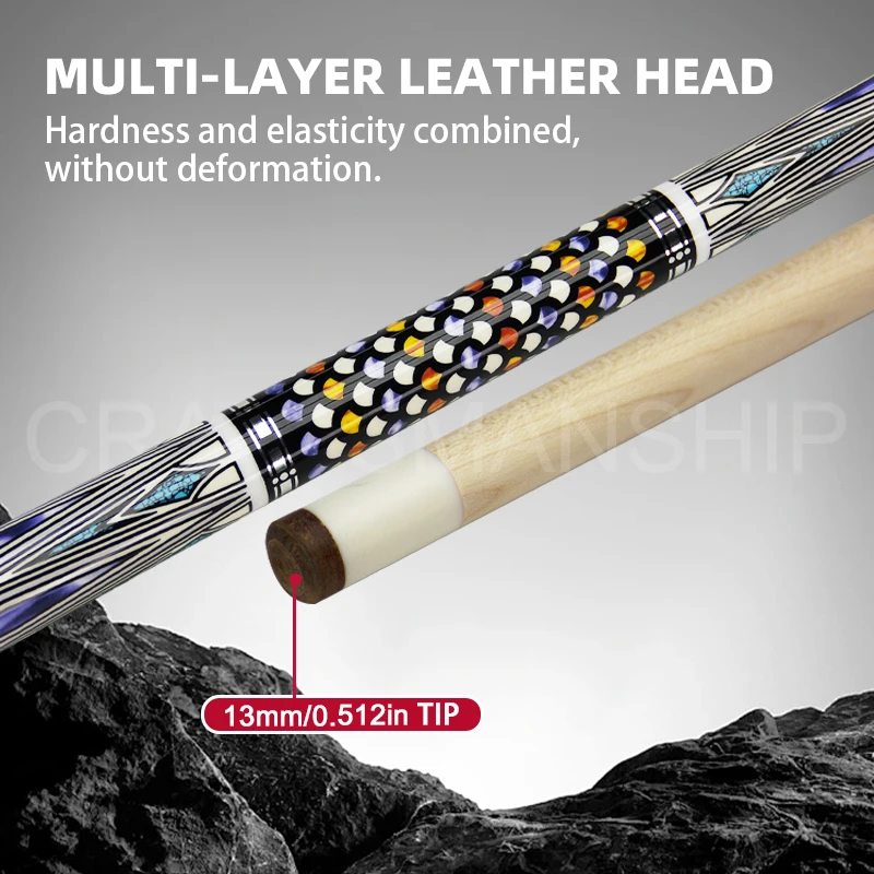 Fishscale Pattern A-038 Maple Cue - 13mm Tip Uni-loc Joint Unique Texture Cue