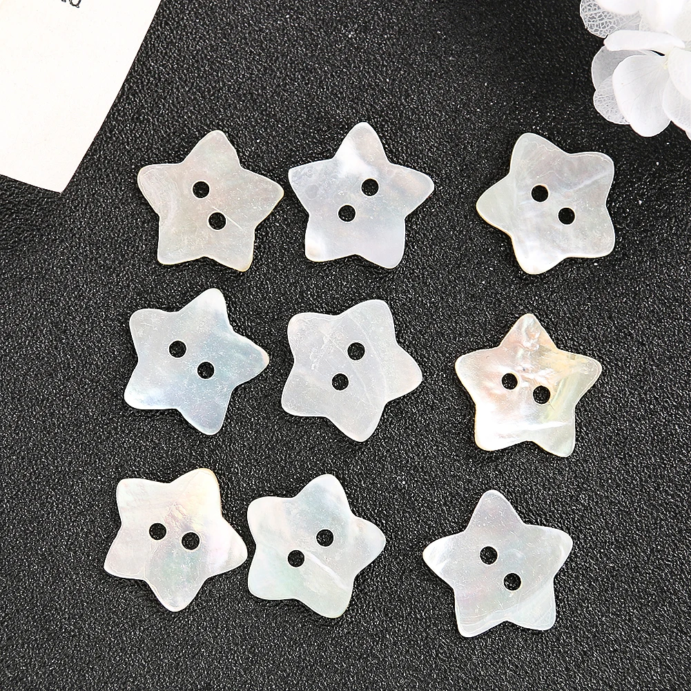 10PC Pentagram Stars Starfish 2-holes Flatback Button Natural Pinctada Martensi Mother of Pearl Shell Spacer Beads Sewing Crafts