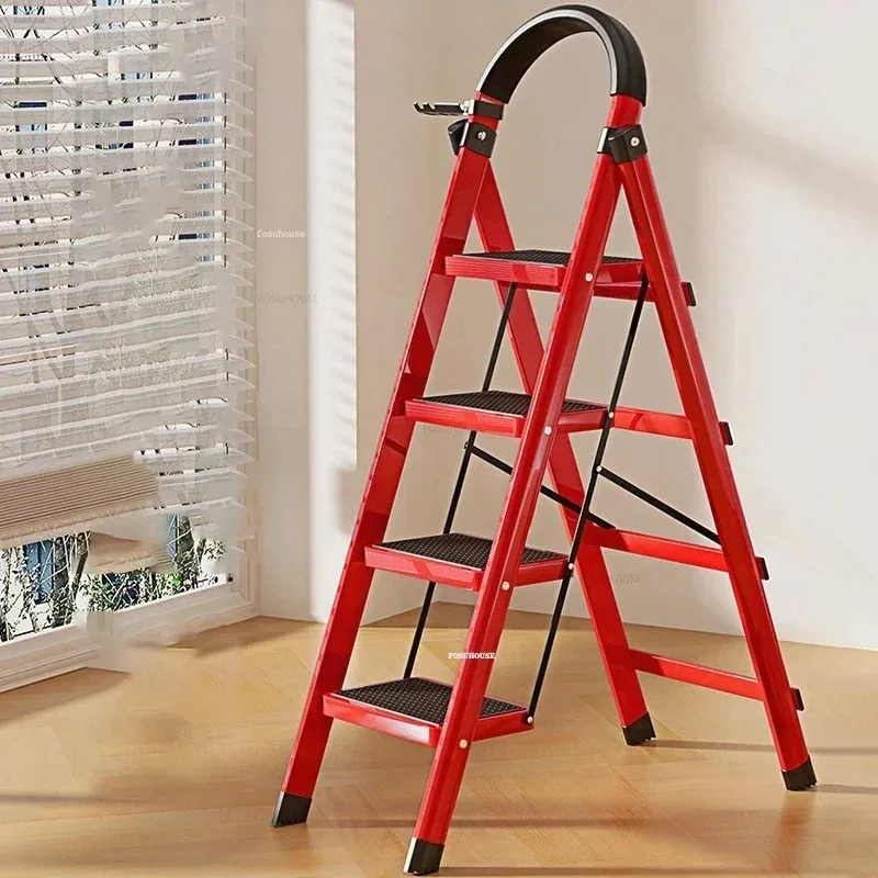 Indoor Folding Ladder Telescopic Herringbone Ladder Home Carbon Steel Step Ladders Multi-layer Staircase Storage Ladder