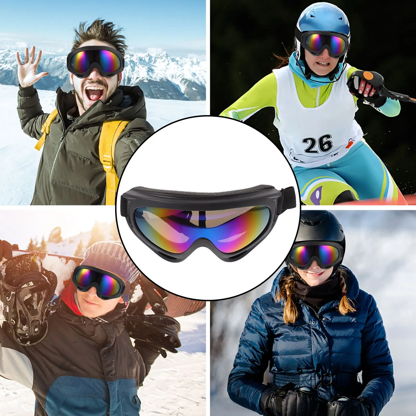 

Windproof Glasses Sports Sunglasses Eyeglasses Aldult Snowboard Biking PC Man Goggles
