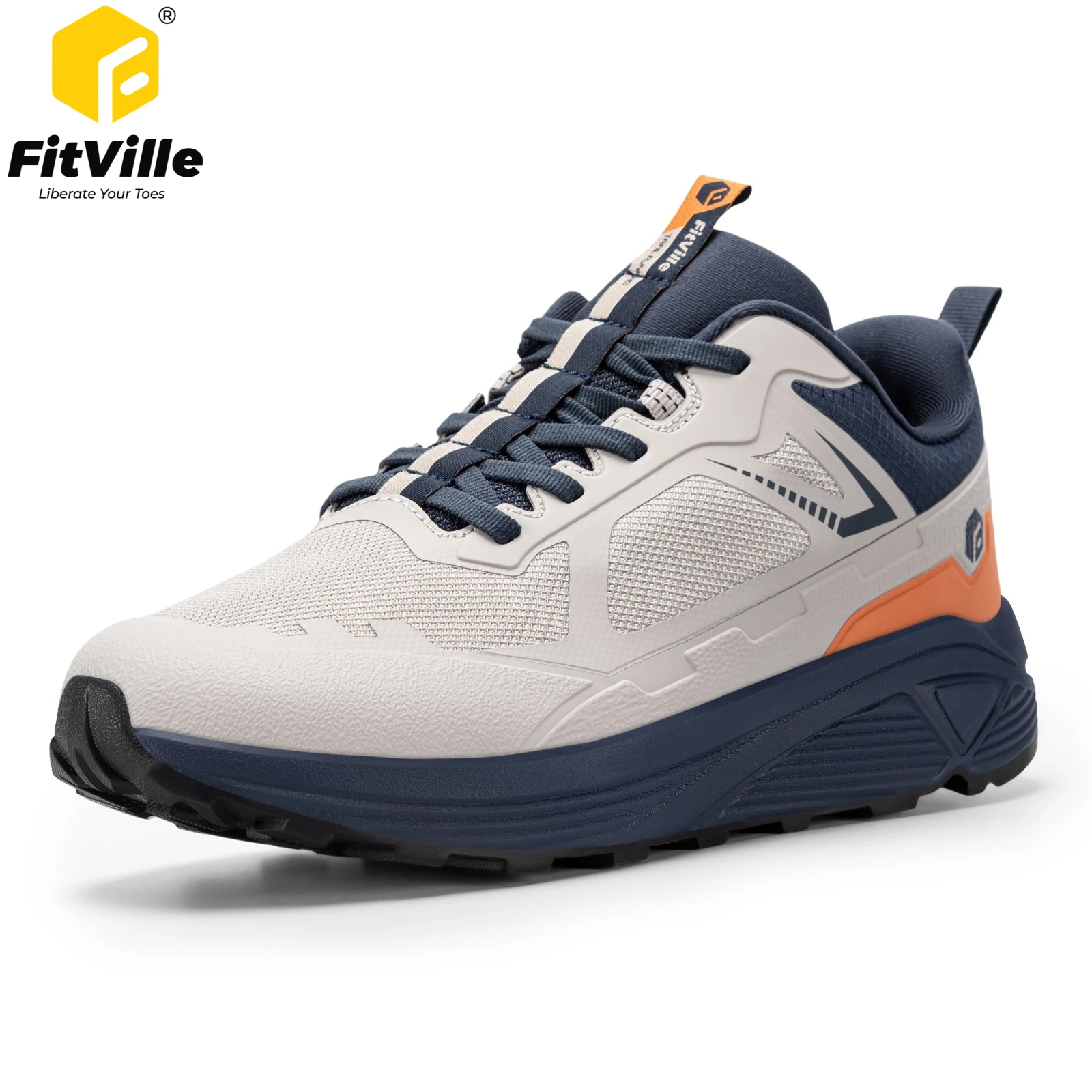 Fitville Men's Trail Running Shoes Wide Toe Box Sports Sneakers Breathable Cushioning Outdoor Hiking Shoes for Men Arch Support