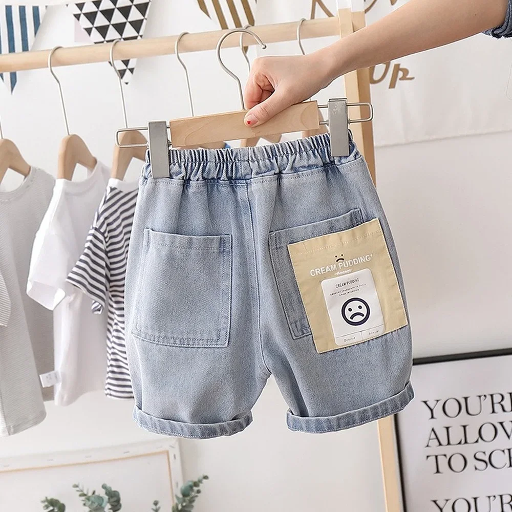 2023 New Boys Cartoon Printing Jeans Shorts Casual Pants Children's Clothing Baby Five-point Pants Summer Shorts High Quality