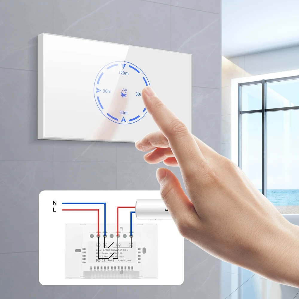 Imagem -05 - Miucda Tuya Wifi Interruptor de Caldeira Inteligente Aquecedor de Água Interruptor do Painel Toque 20a 4400w Temporizador Contagem Regressiva Programação para Alexa Google Casa