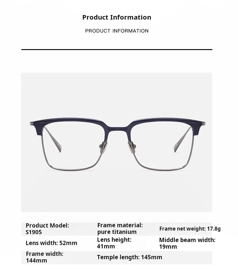 TFTB High-end All-titanium Men Glasses Frame Retro Fashion Square Eyewear Business Designer Optical Prescription Eyegalss 144mm