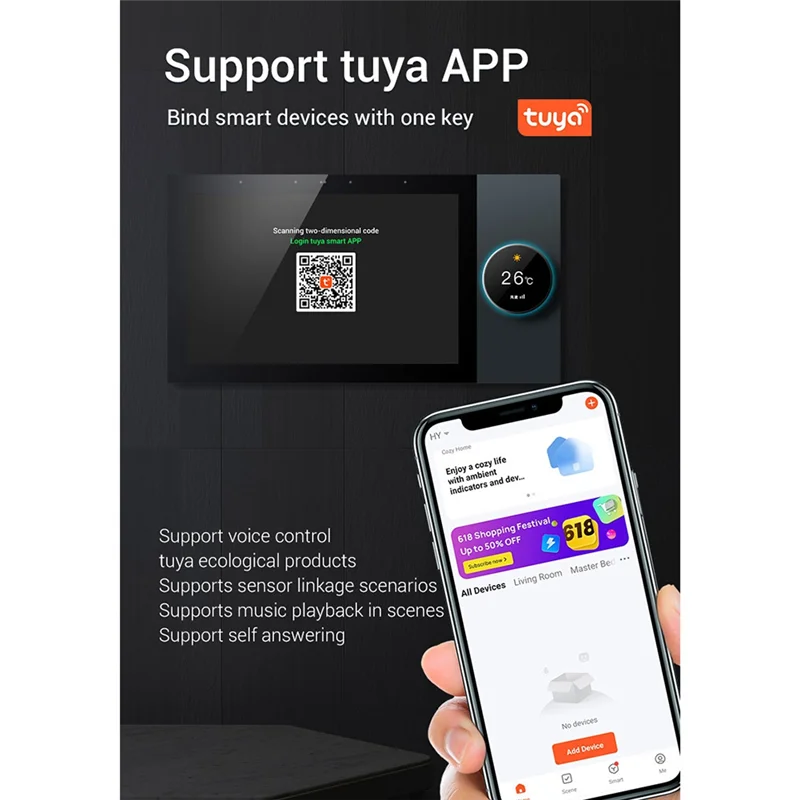

ABVO-7-дюймовая домашняя панель управления Tuya Smart Android с E-поделием, поворотной кнопкой, концентратором Zigbee и настенным усилителем Wi-Fi