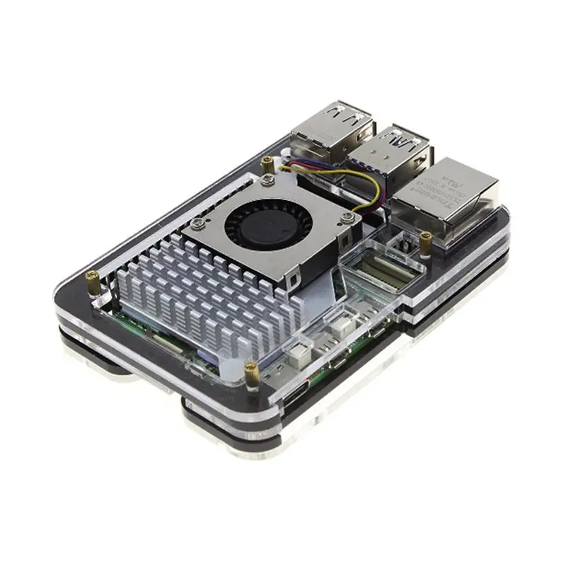 

Classy-For Raspberry Pi 5 Acrylic Case With Aluminum Heat Sink- Active Cooling Support Included Cooler For Rpi 5 Accessories