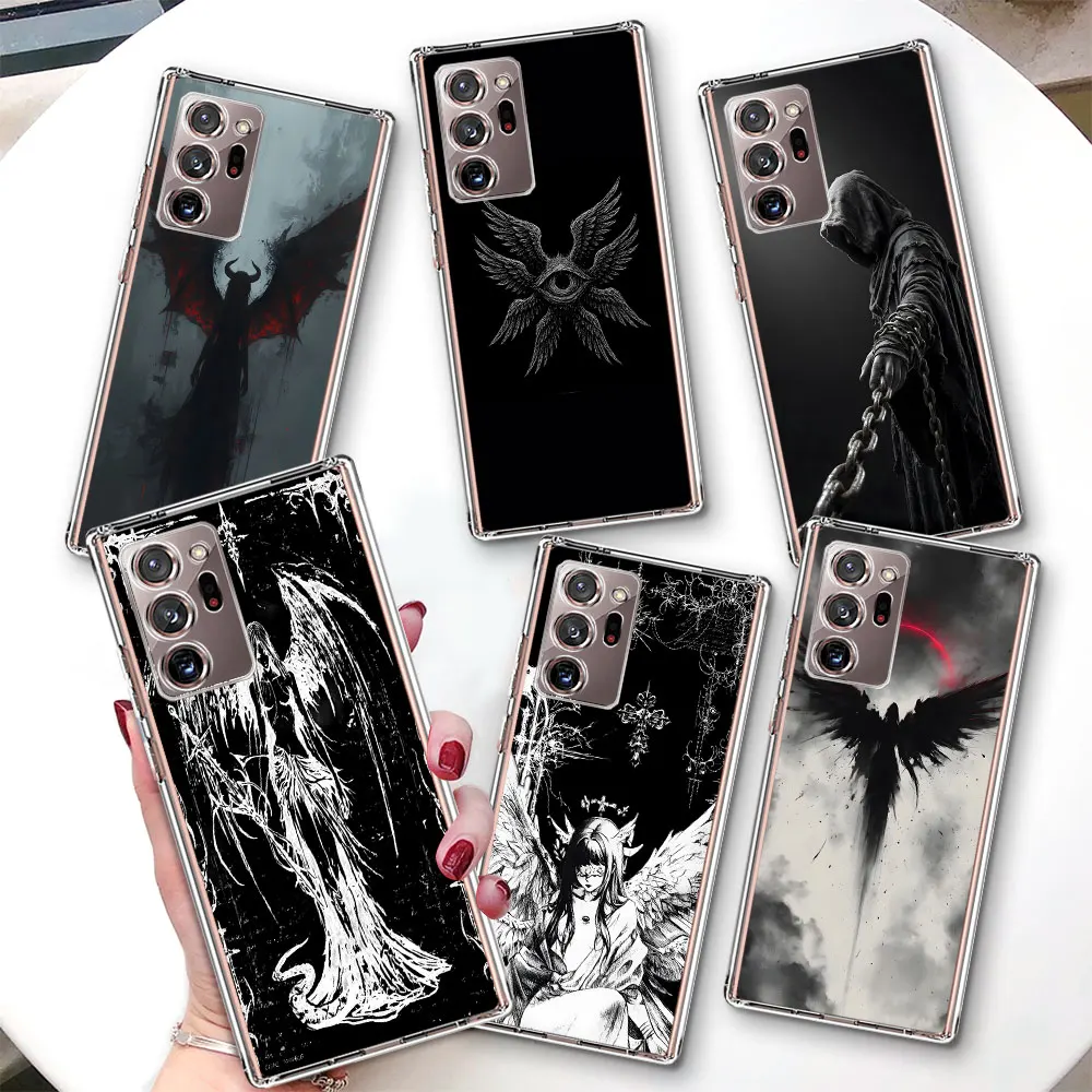 

Super Cool Luxury Black Angel Death demon Case for Samsung Galaxy Note 10 Plus 20 Ultra TPU Transparent Shockproof Phone Cover