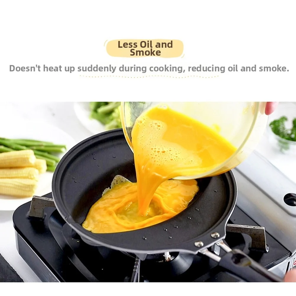 

For Gas Stove Compatible Nonstick Omurice Pan Aluminum Alloy Egg Fryer with Heat Resistant Handle for Breakfast