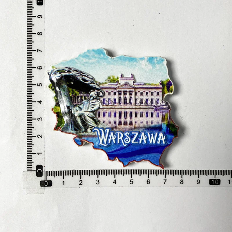 3D Poland Warsaw Landmark Fridge Magnet - Decorative Resin Material, Perfect for Room & Home Decor, Strong Magnets