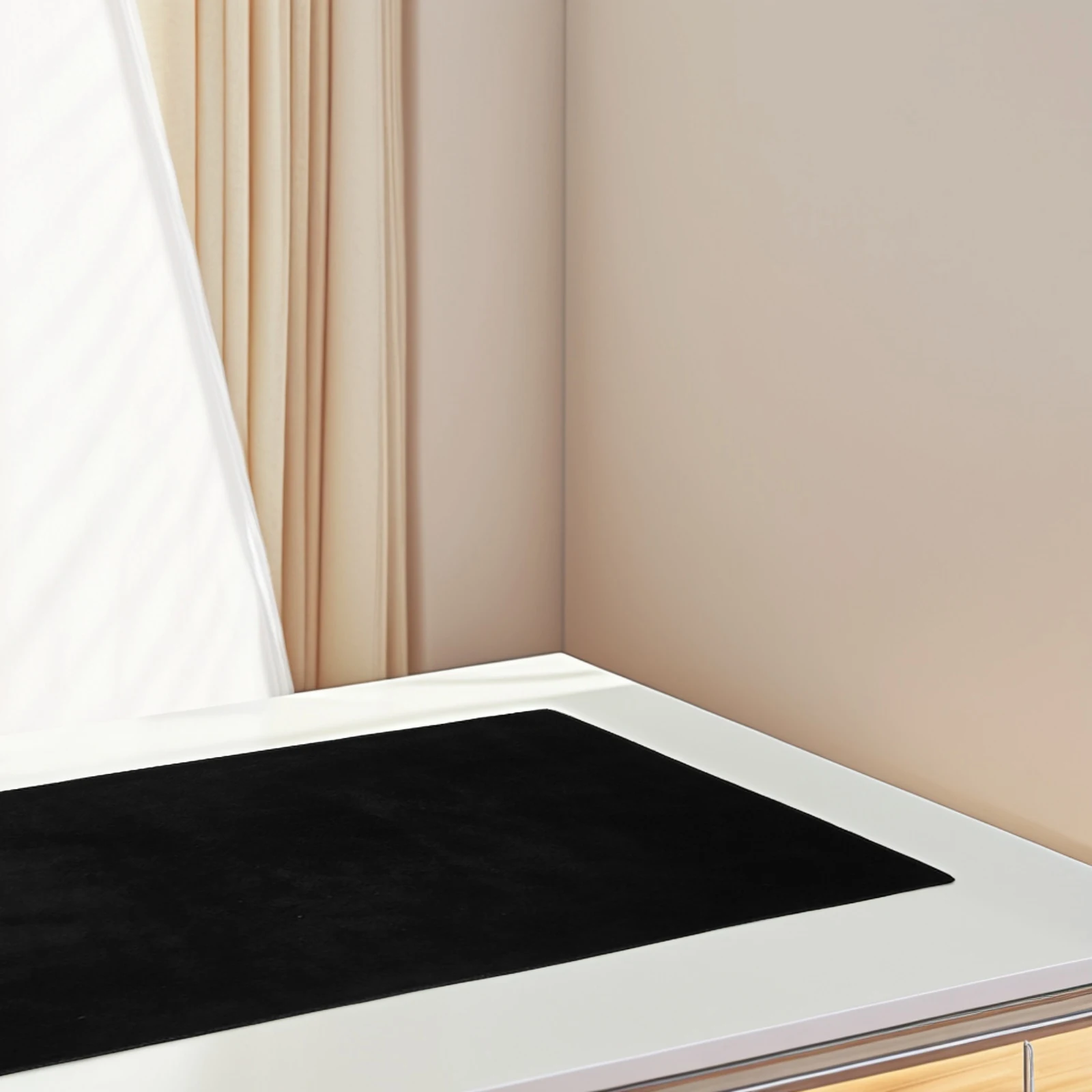 

Black Fabric Makeup Mat for Dressing Table Vanity Desk Non Slip Stain Resistant Pad Replacement Ideal Bathroom Bedroom