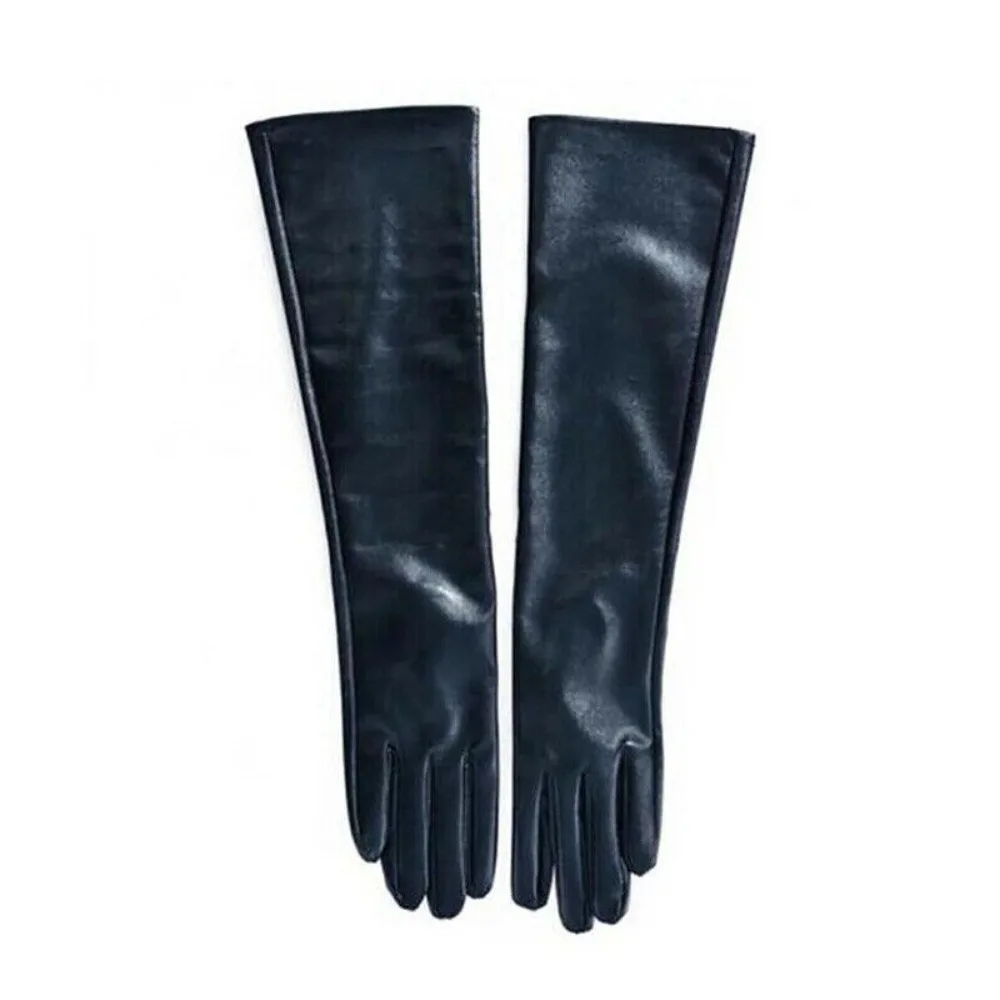 Fashion Women Long Elbow Gloves Soft Evening Party Gloves Lined Ladies Leather Gloves