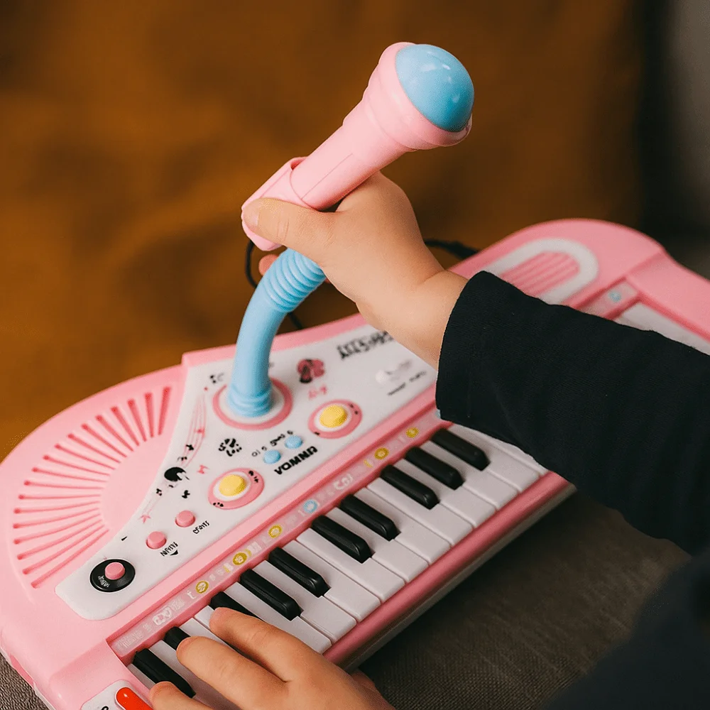 プラスチック製 37 キーピアノ音楽玩具シミュレーション マイク付き 37 キー電子キーボード多機能楽器