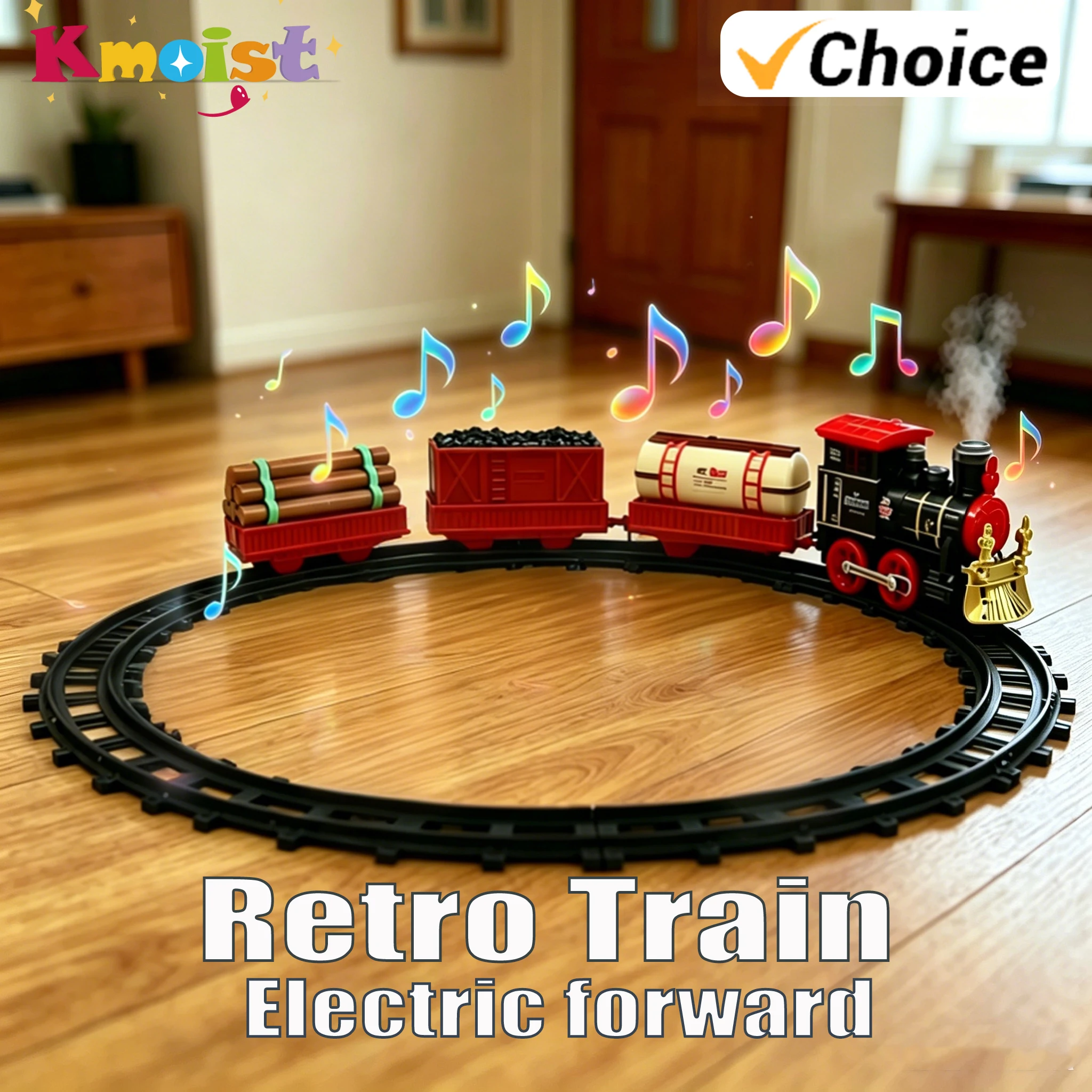 Retro Steam Small Train Children Toy Model Track Electric Simulation Light Sound And Smoking Train Set Toys for Boys Kids Gifts