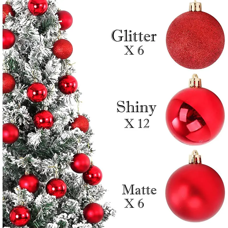 New 24pcs/Lot 8cm Color Decoration Ball Christmas Tree Hang Ornaments Shiny Bauble Ball For Home House Bar Party Decor