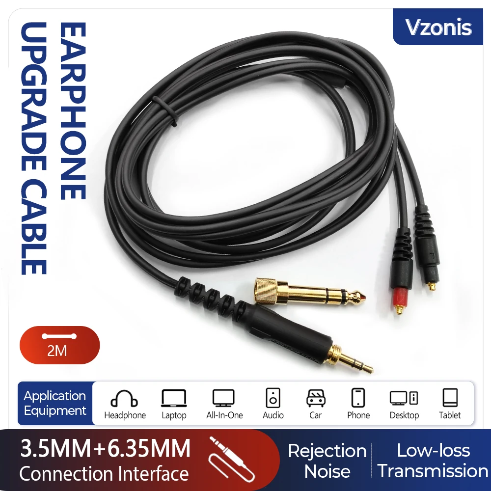 3.5MM + 6.35MM Headphone Upgrade Cable Audio Replacement Cable Suit for SHURE SRH1440 SRH1540 SRH1840