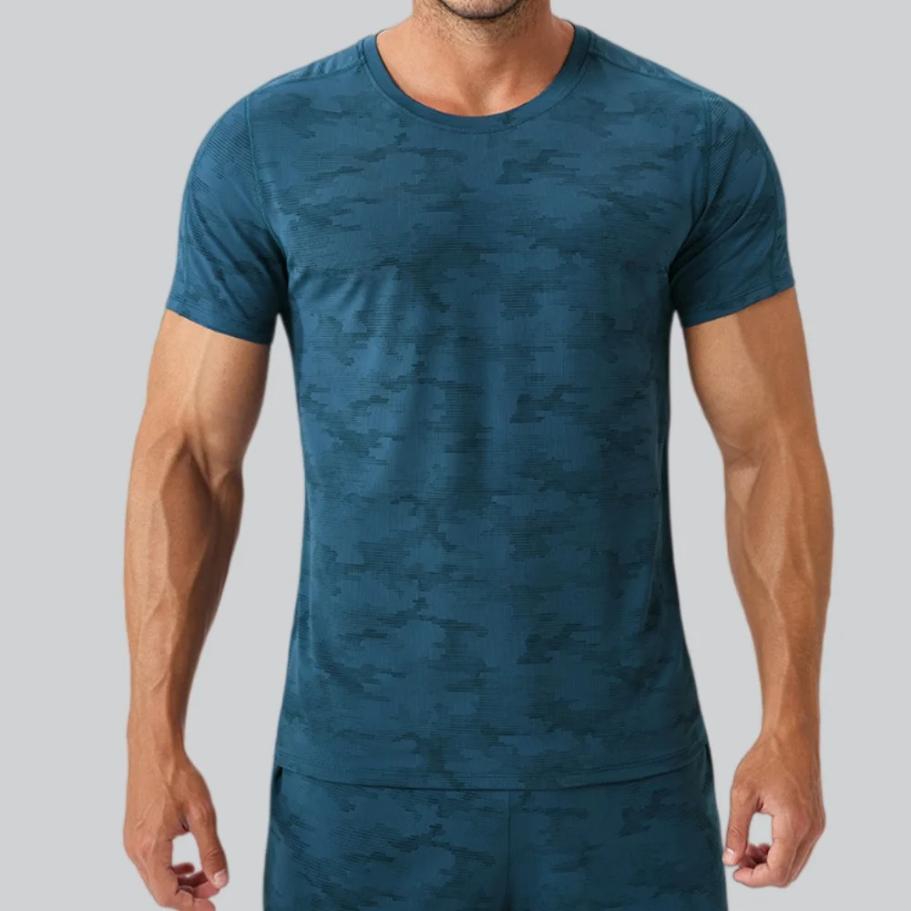 Men's Round Neck T-Shirt Sportswear Summer Running Elastic Short Sleeve Quick Dry Sport Tops Tee Athletic Gym Workout Sweatshirt view 5