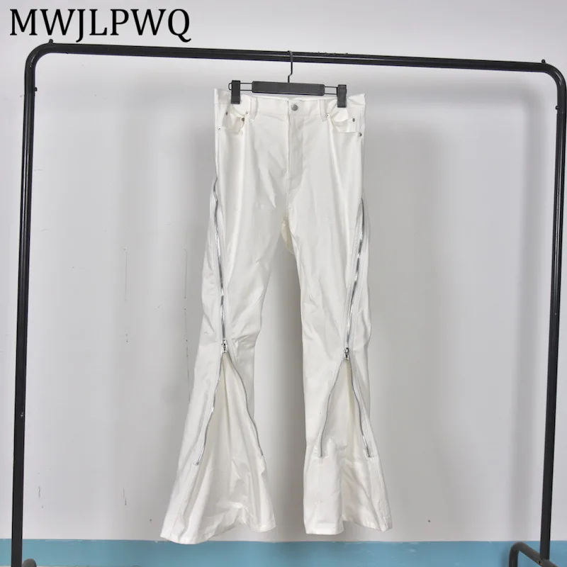 

MWJLPWQ RO High-End Double-Line Zipper Flared Cotton Jeans Unisex Casual Versatile Unique American Male Slimming Trousers 16526