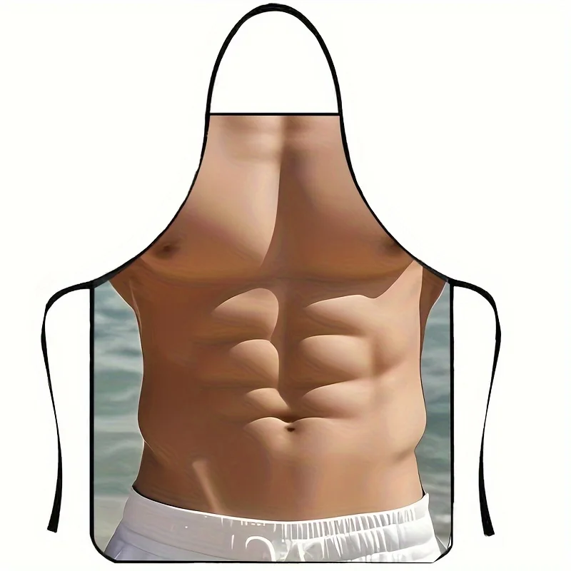 Sexy Six Pack Abs Apron Waterproof Polyester Costume Kitchen Gift for Men