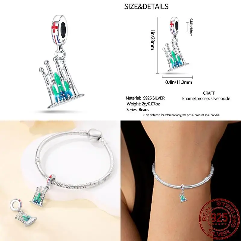 Pandach-Cuentas de plata s925 para mujer, abalorio de la serie de arquitectura italiana, compatible con pulsera Pandora 925 Original, joyería para regalo de cumpleaños