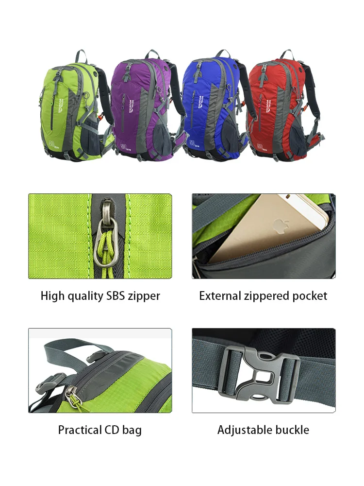 Nylon Waterproof Backpack Casual Outdoor Travel Backpack Men Hiking Camping Mountaineering Bag Youth Sports Large Capacity Bags