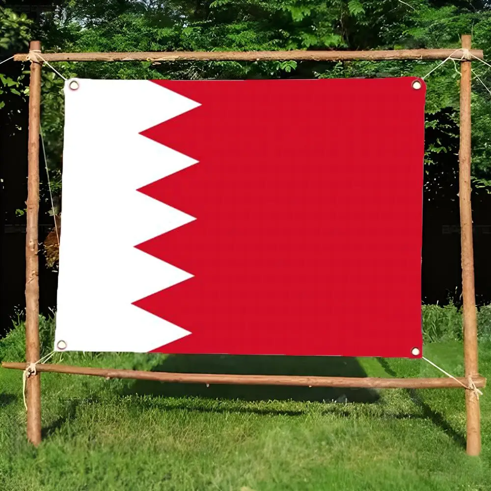 Bahrain Flags Daily four ring borderless design indoor outdoor decor easy hang install