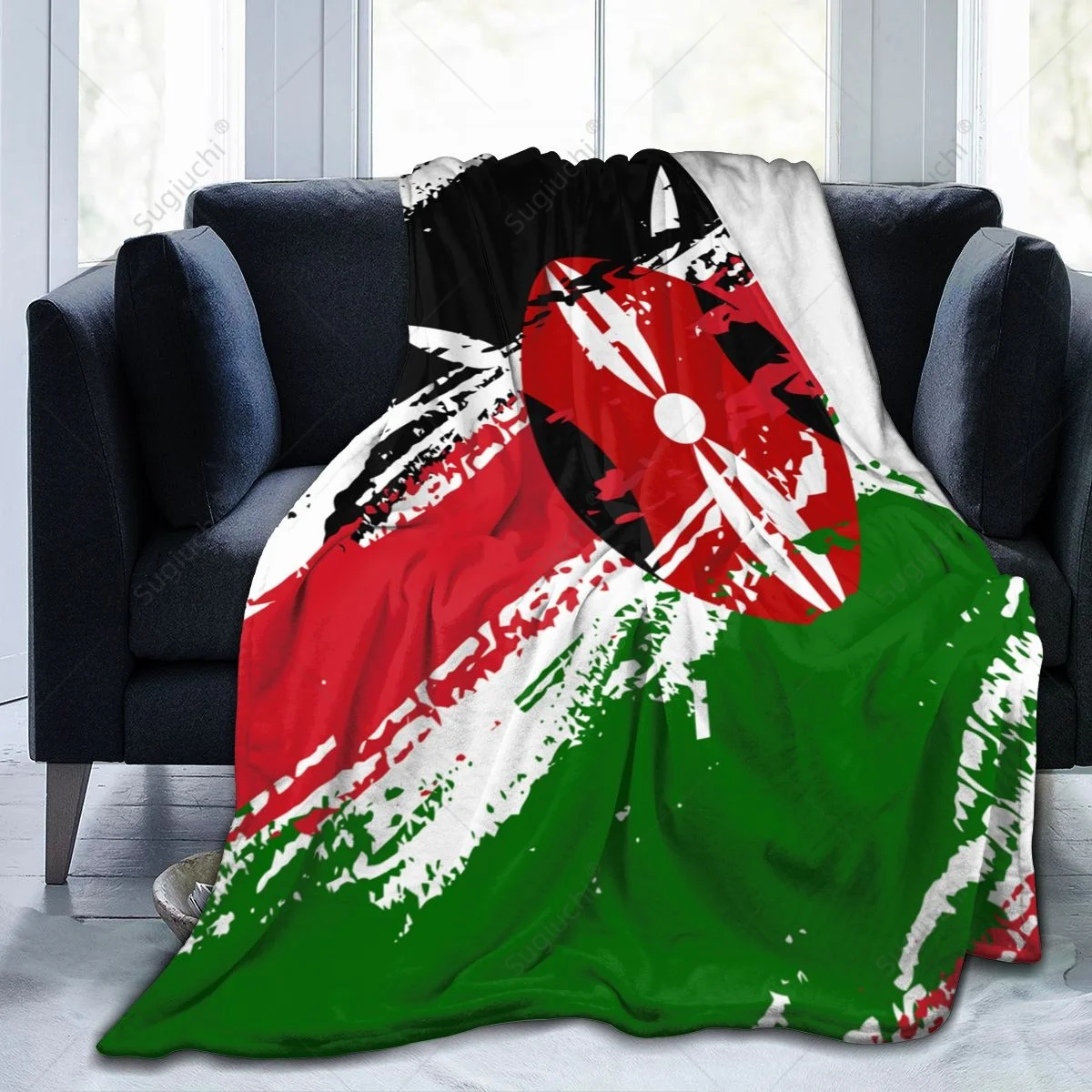 Blanket Kenya Flag Color Flannel Multifunction Camping Sofa Cover Keep Warm