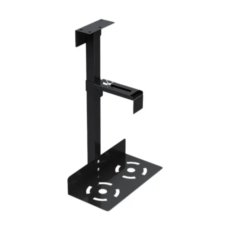 A42T-Universal PC Case Holder Adjustable Host Box Stand Versatile Under Desk Or Wall Side Mount, Cpu Stand Lift Black