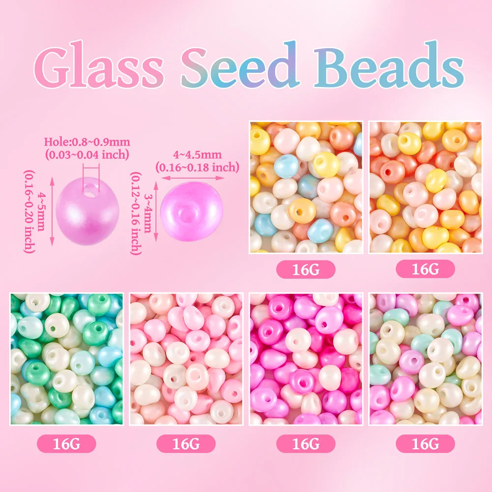 Teardrop Opaque Glass Seed Beads Multicolor Cute Small Loose Spacer Bead for DIY Earring Necklace Jewelry Making about 90g