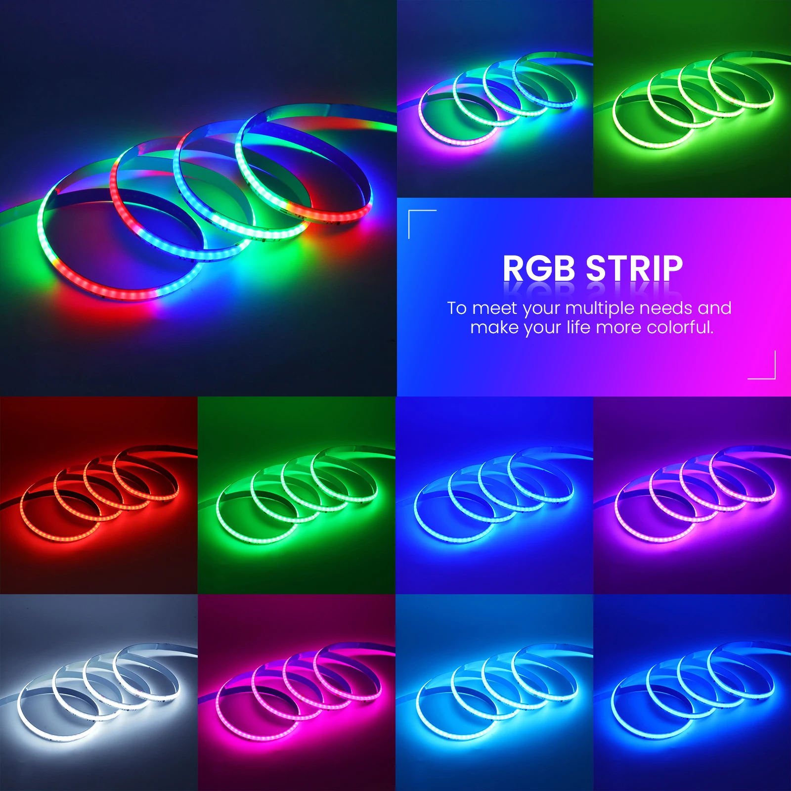 WS2811 RGBIC COB LED Strip Light DC12V 24V 576/720LEDs High Bright Full Dream Color Tape Ribbon Addressable COB Light Room Decor