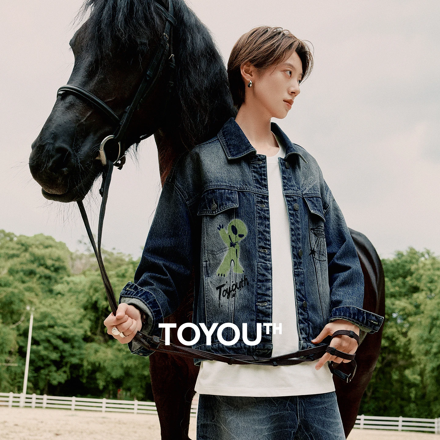 TOYOUTH Women Pure Cotton Denim Jackets 2025 Winter New Alien Series Loose Jacket​