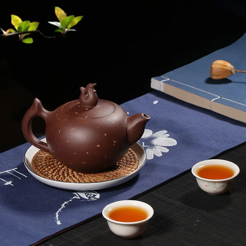 Inverted Xishi Yixing Teapot Pure Handmade Teapot Kung Fu Tea Set Tianfeng Purple Clay