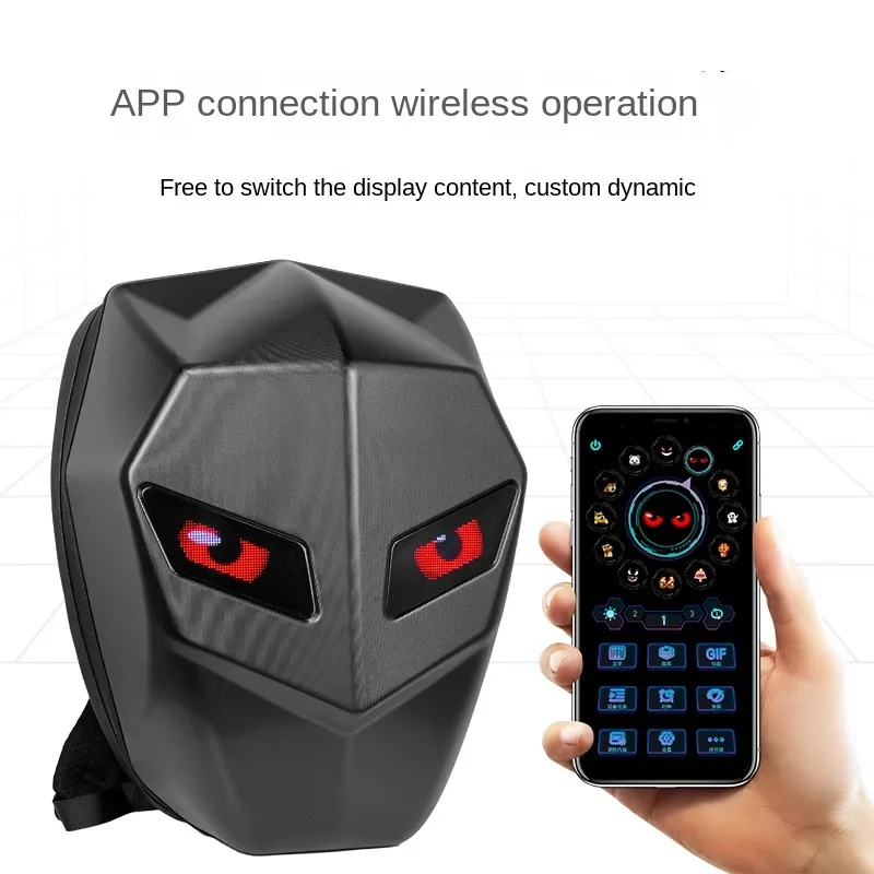

Rider Motorcycle LED Backpacks Light Bluetooth Carbon Fiber School Bag Hardshell Motorcycle Riding Full Helmet Backpack Rugzak
