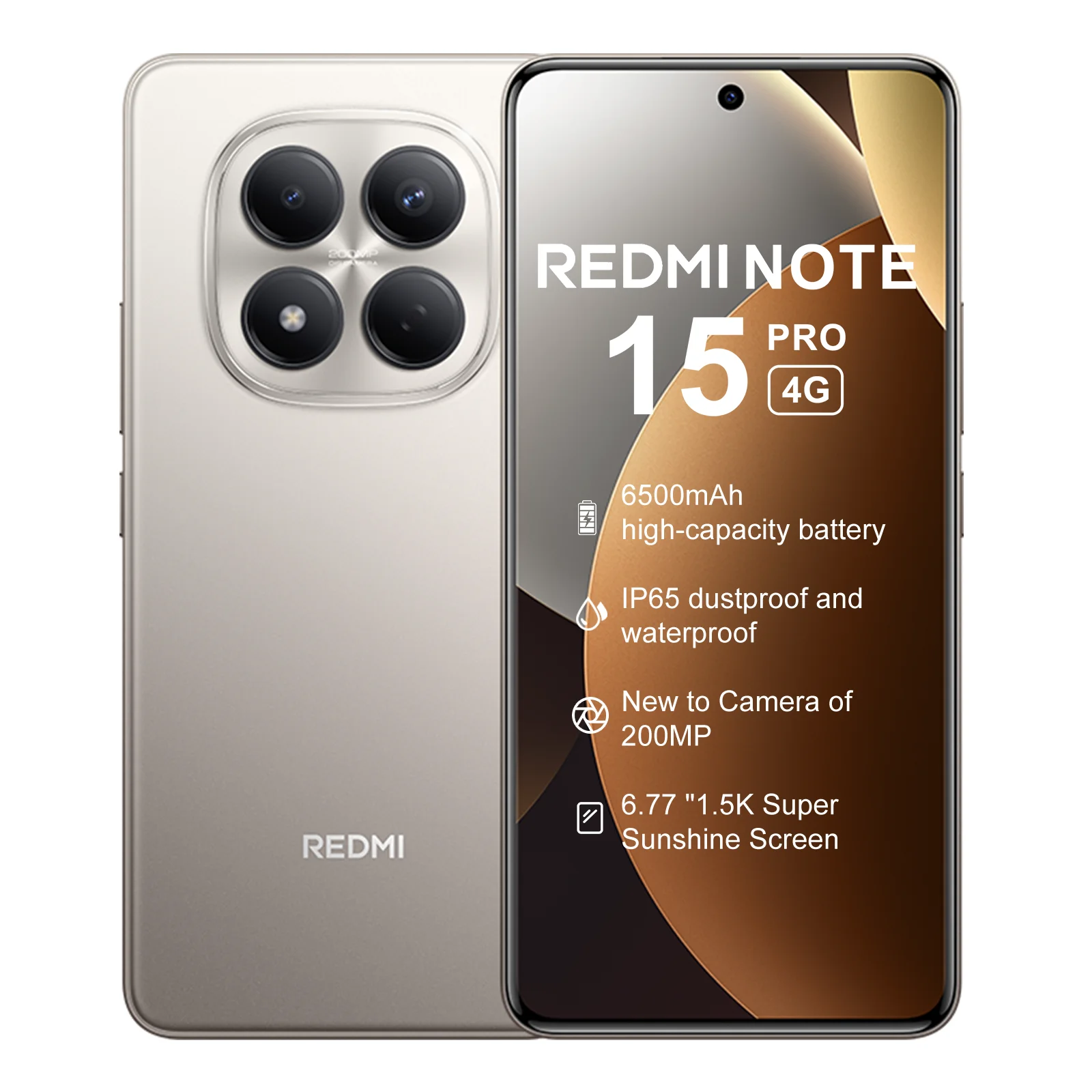 Globale versie Xiaomi REDMI Note 15 Pro MTK Helio G200-Ultra 6,77 inch AMOLED-scherm 200MP camera 6500mAh 45W snelladen 120Hz