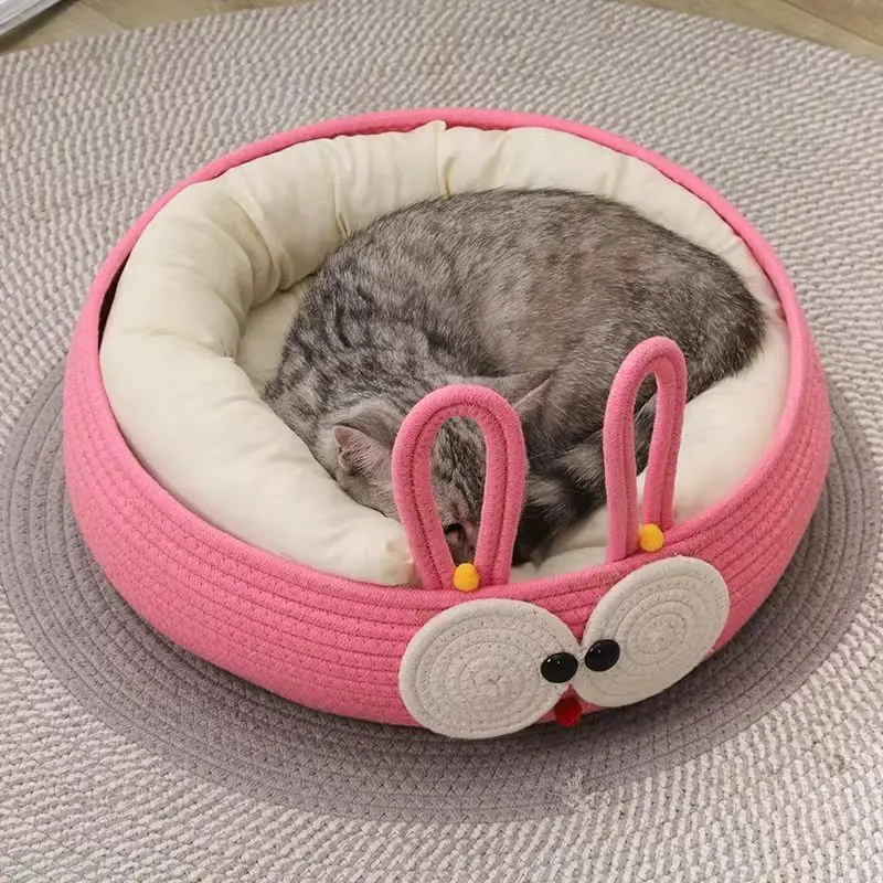 

Knitted Cat Bed Four Seasons General Soft Rounded Pets Accessories Does Not Drop Scraps Washable Cat Bed Pet Products Mattress