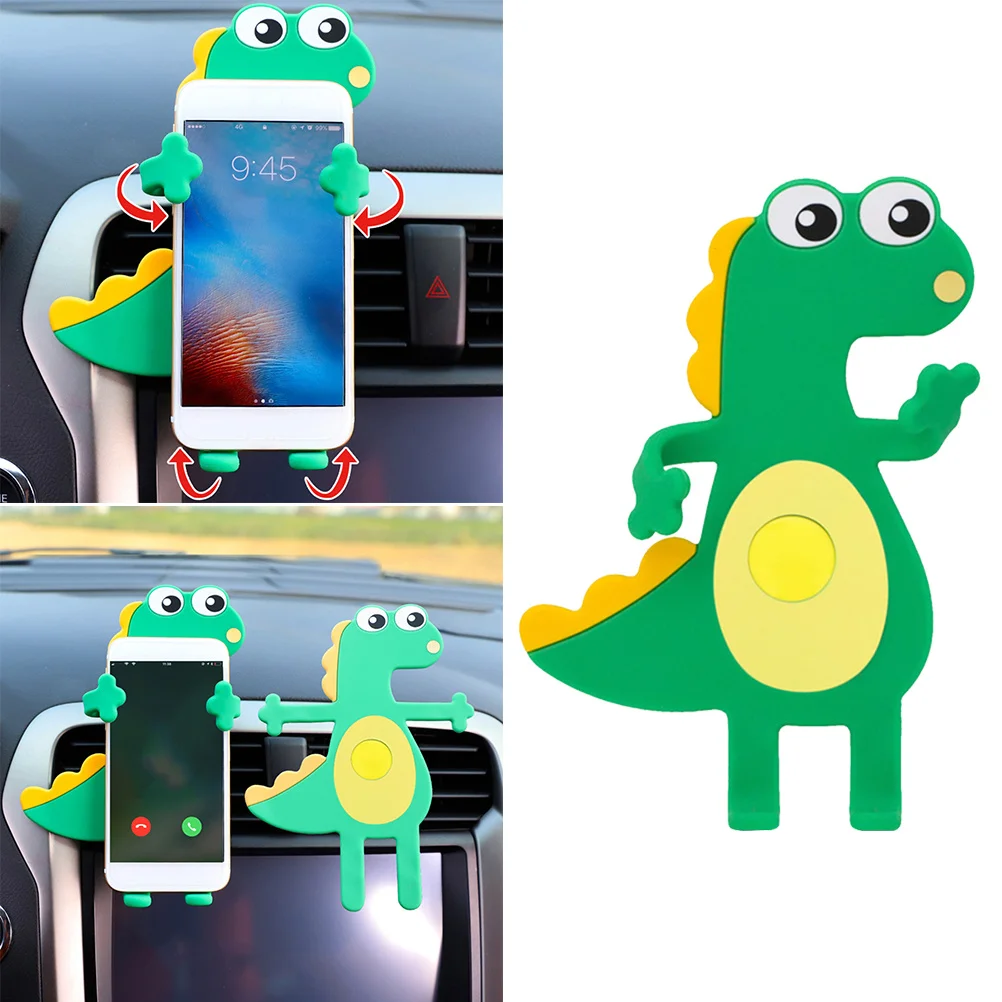 

Car Phone Holder Universal Adjustable Wind Outlet Bracket Silica For Round Square Vents Dinosaur Design Cartoon Mount