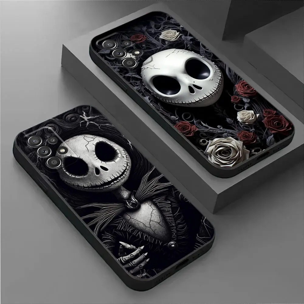 Jack Skellington Black Art Disney For Samsung Galaxy A55 Case A54 A52S A53 A51 A34 A35 A33 A32 A50 A72 A71 A30 A7 A9 Soft Cover