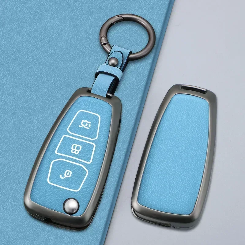 Car Folding Key Case Protective Bag Keychain For Ford Focus C-Max S-Max Galaxy Mondeo Ranger Transit Tourneo Fashion Accessories